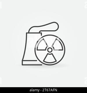 Icona vettoriale della centrale nucleare o elemento di design in linea sottile Illustrazione Vettoriale