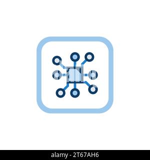 Icona di concetto piatto vettoriale del chip per computer o simbolo della tecnologia su sfondo bianco Illustrazione Vettoriale