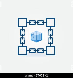 Icona vettoriale moderna Blockchain. Elemento di progettazione della tecnologia della catena a blocchi Illustrazione Vettoriale