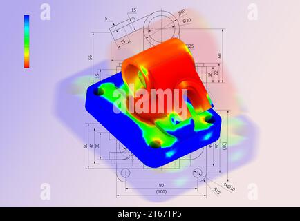 analisi fem. Il metodo degli elementi finiti (FEM) è un metodo per la risoluzione numerica delle equazioni differenziali derivanti dal modello ingegneristico e matematico Foto Stock