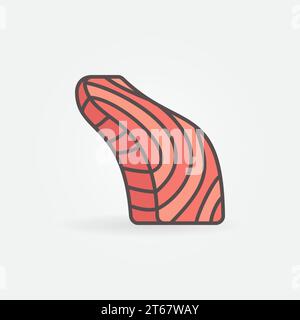 Icona vettore creativo filetto di pesce. Segno piatto di salmone o elemento di design Illustrazione Vettoriale
