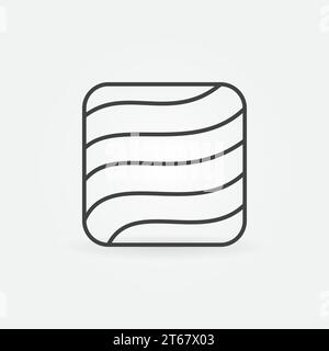 Icona quadrata di salmone o trota o insegna in linea sottile Illustrazione Vettoriale
