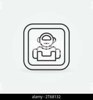Icona o pulsante vettore minimo robot in stile linea sottile Illustrazione Vettoriale
