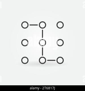 Icona o simbolo del concetto di contorno minimo del vettore di rete neurale o dell'apprendimento automatico Illustrazione Vettoriale