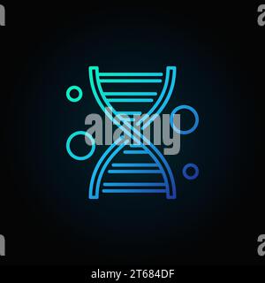 Icona o simbolo vettore blu linea DNA su sfondo scuro Illustrazione Vettoriale