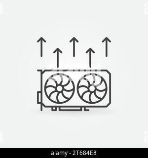 Icona di estrazione della scheda video - simbolo del concetto di estrazione della GPU con criptovaluta vettoriale in stile sottile Illustrazione Vettoriale