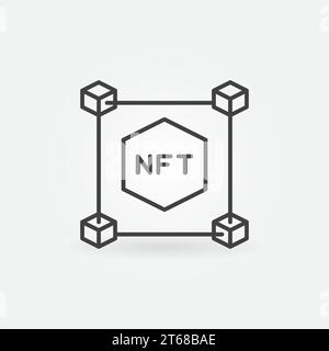 NFT Blockchain delinea il concetto vettoriale icona token non fungibile o elemento di progettazione Illustrazione Vettoriale