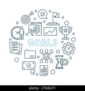 Obiettivi illustrazione del concetto circolare vettoriale nello stile di contorno Illustrazione Vettoriale