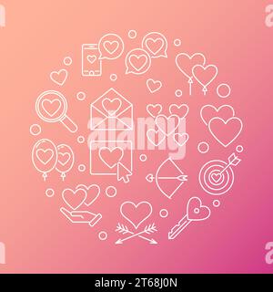 Amore e sentimenti illustrazione vettoriale rotonda in stile sottile Illustrazione Vettoriale