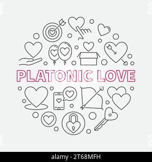 Illustrazione del concetto di platonico Love Vector rotondo in linea sottile Illustrazione Vettoriale