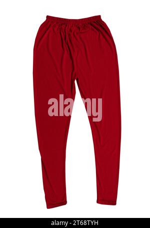 Pantaloni rossi isolati. Leggins rossi isolati su sfondo bianco. Foto Stock