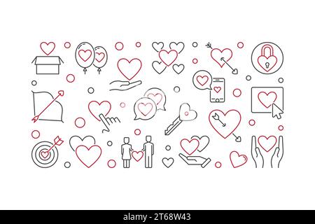 Illustrazione o banner del concetto Vector Love ossessivo in stile contorno Illustrazione Vettoriale