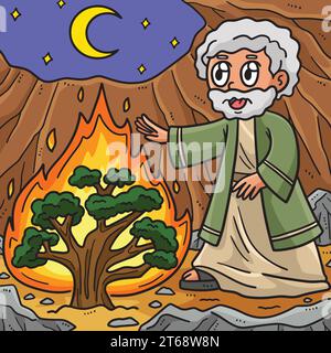 Christian Moses e il Burning Bush colorato Illustrazione Vettoriale