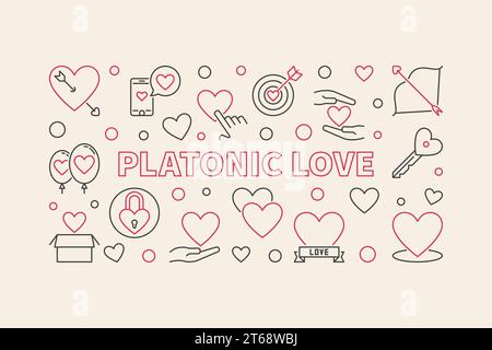 Illustrazione orizzontale del concetto Planonic Love Vector con linee sottili Illustrazione Vettoriale