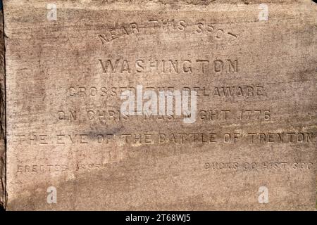 Segui le indicazioni per il fiume Dekaware presso il Washington Crossing Historic Park in Pennsylvania, Stati Uniti Foto Stock