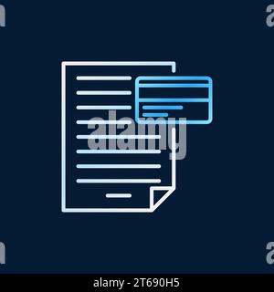 Documento con simbolo o icona colorata del contorno del vettore della carta di credito su sfondo scuro Illustrazione Vettoriale