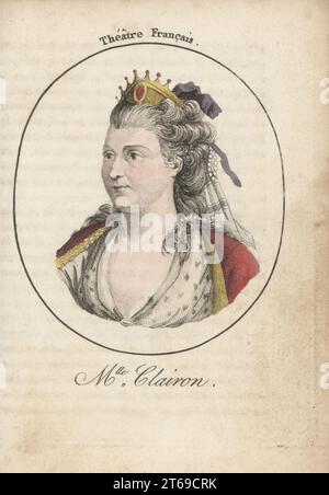 Clair Josèphe Hippolyte Leris o Mademoiselle Clairon o la Clairon, attrice francese, 1723-1803. Mlle Clairon. Teatro Francais. Incisione a pioli a mano dopo Jacques Grasset Saint-Sauveur di Acteurs et Actrices Celebres, famosi attori e Attrici, Chez Latour libraire, Parigi, 1808. Foto Stock