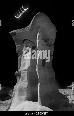 14 ottobre 2023 eclissi anulare su Alien Throne, New Mexico Foto Stock