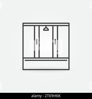 Icona o logo del concetto vettoriale lineare della cabina doccia Illustrazione Vettoriale