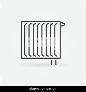 Icona o simbolo del concetto di vettore del radiatore con pannello in acciaio Illustrazione Vettoriale