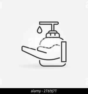 Icona profilo antisettico o igienizzante per mani. Disinfezione e lavaggio mani vettore sottile concetto di linea sottile Illustrazione Vettoriale