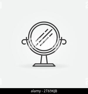 Tavola rotonda Specchia contorno icona concetto vettore o elemento di progettazione Illustrazione Vettoriale