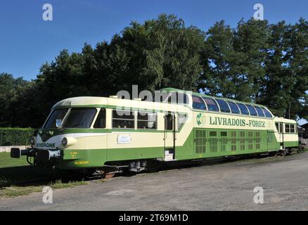Autorail; treno turistico di Livradois-Forez, Ambert, Puy-De-Dôme, Auvergne, Francia Foto Stock