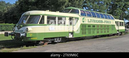 Autorail; treno turistico di Livradois-Forez, Ambert, Puy-De-Dôme, Auvergne, Francia Foto Stock