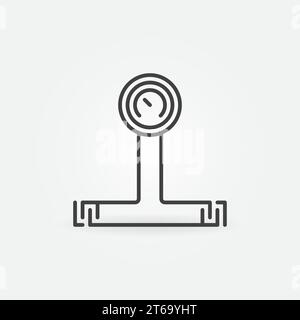 Tubo con icona o simbolo lineare del concetto vettoriale del manometro Illustrazione Vettoriale
