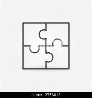 Puzzle vettoriale sottile soluzione icona concetto o elemento di progettazione Illustrazione Vettoriale