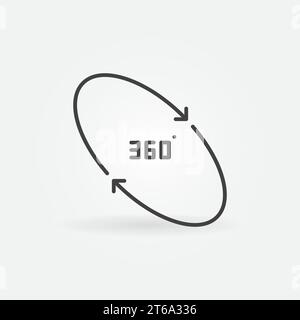icona semplice o simbolo del concetto vettoriale a 360 gradi in stile linea sottile Illustrazione Vettoriale