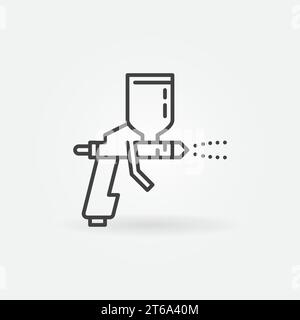 Icona minima o elemento di progettazione del concetto di contorno della pistola di verniciatura a spruzzo vettoriale Illustrazione Vettoriale