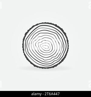 Tronco ad albero sega con icona o simbolo del concetto vettore anelli Illustrazione Vettoriale