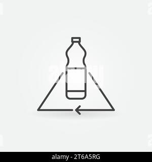 Icona o simbolo del concetto vettoriale del flacone di plastica riciclabile con linee sottili Illustrazione Vettoriale