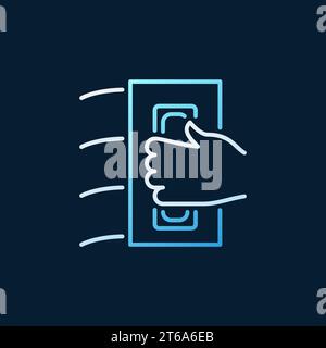 Mano con concetto vettoriale di cazzuola processo di intonacatura icona colorata su sfondo scuro Illustrazione Vettoriale