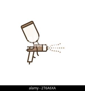 Pistola a spruzzo per verniciatura automatica della carrozzeria icona colorata o elemento logo Illustrazione Vettoriale