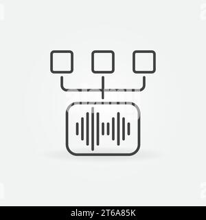 Elemento di design o icona di concetto di linea sottile vettoriale del comando vocale Illustrazione Vettoriale