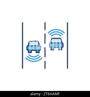 2 icona o simbolo blu del concetto vettoriale dei veicoli autonomi Illustrazione Vettoriale