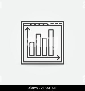 Pagina Web con icona di concetto vettoriale lineare del grafico a barre o elemento logo Illustrazione Vettoriale