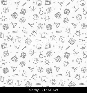 Modello Vector Back to School semplice e senza cuciture in linea sottile Illustrazione Vettoriale
