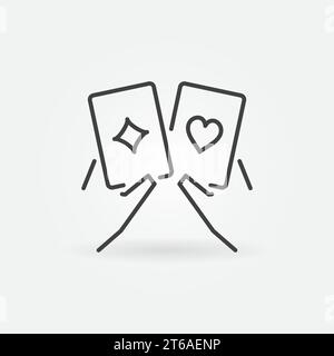 Icona concetto di schema vettoriale con due carte da gioco nelle mani Illustrazione Vettoriale