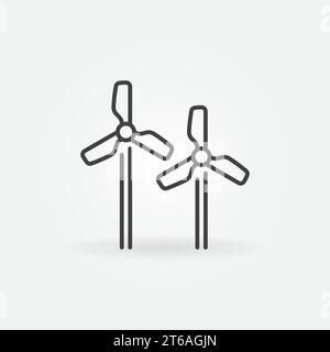 Icona lineare turbine eoliche - segno di contorno del concetto di energia eolica vettoriale Illustrazione Vettoriale