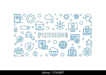 Illustrazione orizzontale o banner per il concetto di vettore di phishing Illustrazione Vettoriale