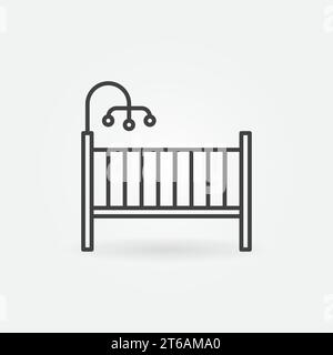 Icona o simbolo del concetto vettoriale lettino o letto infantile in stile linea sottile Illustrazione Vettoriale