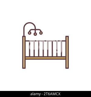 Icona colorata Infant Bed Vector Concept. Simbolo creativo culla Illustrazione Vettoriale
