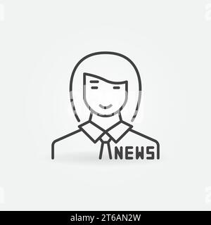 Icona o elemento di design Concept donna vettoriale Reporter o ancora di notizie Illustrazione Vettoriale
