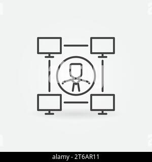 Icona di concetto o elemento di progettazione del vettore di comunicazione aziendale online Illustrazione Vettoriale