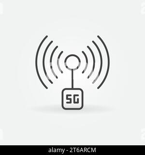 Icona vettoriale del concetto di tecnologia di rete cellulare 5G di quinta generazione Illustrazione Vettoriale