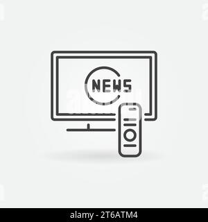 TV con icona o simbolo del concetto di vettoriale di notizie in stile sottile Illustrazione Vettoriale