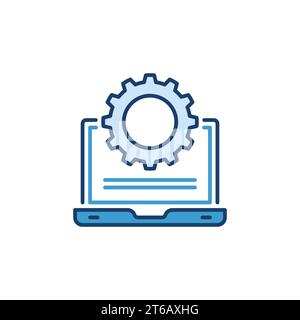 Notebook con icona o simbolo del concetto vettoriale della ruota dentata Illustrazione Vettoriale